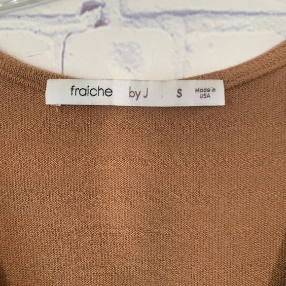 Fraiche by J Crossover Tie Front Midi Long Sleeve Dress Brown Size Small - Picture 5 of 7
